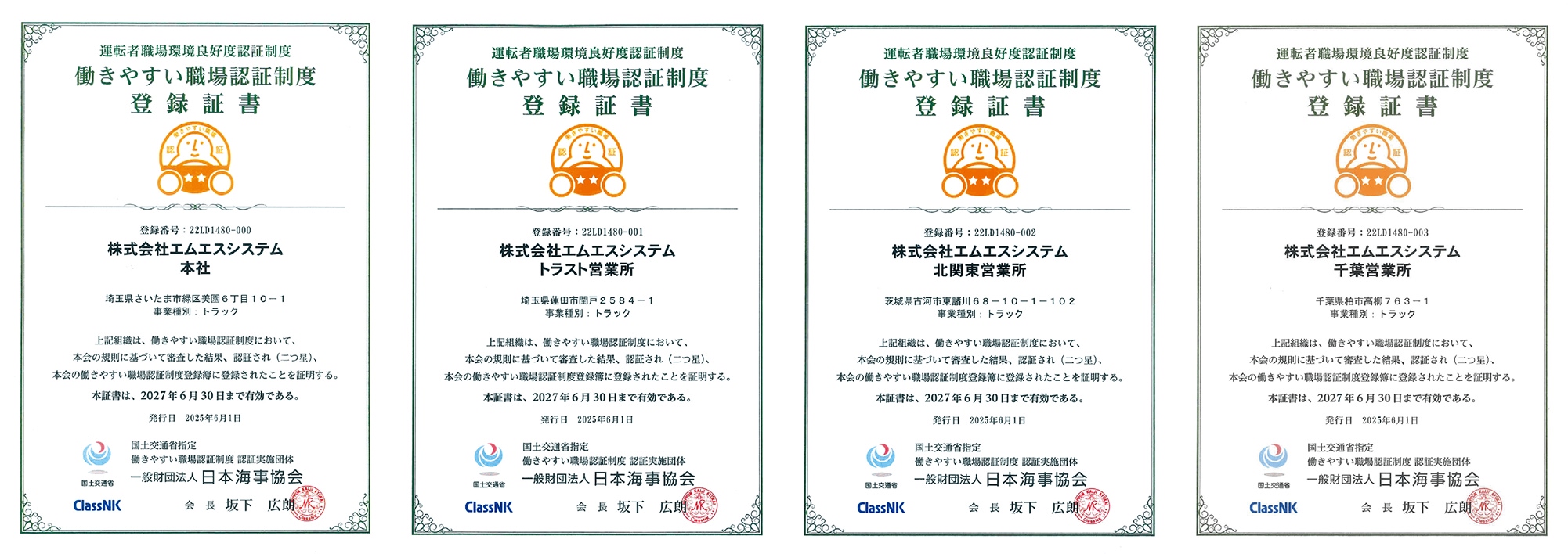 登録証書